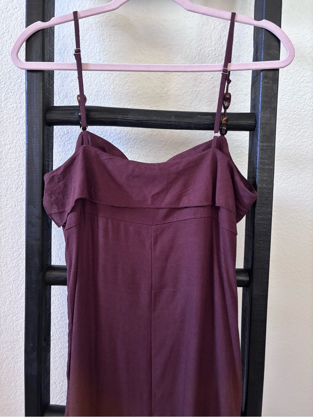 Paper Heart Boho Brown Linen Blend Maxi Dress Size Large Beachy Fall Flowy - Picture 7 of 10